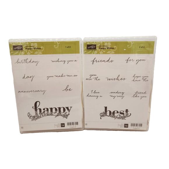 Stampin Up Happy Wishes Cling Stamp Set Unmounted Birthday Sayings Cardmaking - Picture 1 of 4
